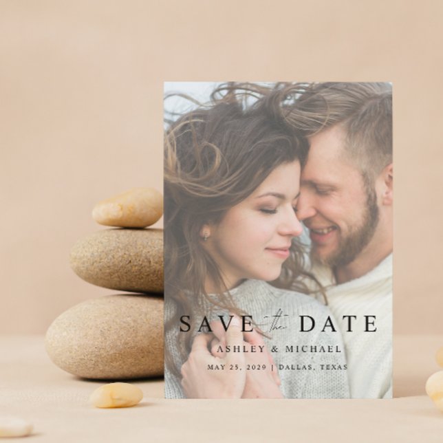 Save The Date Elégant Vellum Overlay moderne 2 Mariage photo (Save Your Date in Style! Elegant & Personalizable Wedding Card. 💍💌 [Add Details])