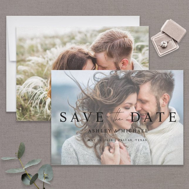 Save The Date Elégant Vellum Overlay moderne 2 Mariage photo (Créateur téléchargé)