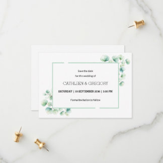 Save The Date Elégant Vert Aquarelle Eucalyptus Feuille Mariage
