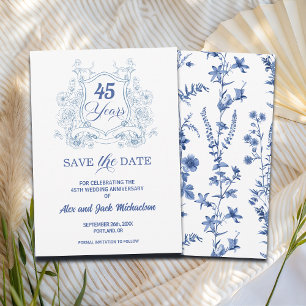 Save The Date Élégant Vintage Crest 45e Anniversaire de Mariage