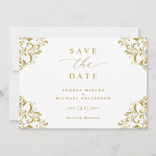 Save The Date Élégant Vintage Gold Classic Mariage