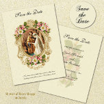 Save The Date Élégant Vintage Mariage catholique traditionnel<br><div class="desc">C'est une belle vintage catholique traditionnelle "Save the Date" avec l'image vintage de la Bienheureuse Mère & Saint-Joseph dans un cadre doré avec des fleurs de cerisiers et un arrière - plan en dentelle légère. Un verset d'écriture est ci-dessous. Le texte et la conception peuvent être modifiés. Nous offrons également...</div>
