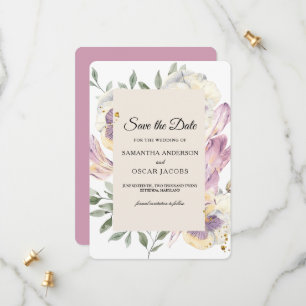 Save The Date Elégant violet et aquarelle Pansy Cadre Floral