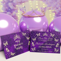 Elégant violet or 15e anniversaire Quinceañera