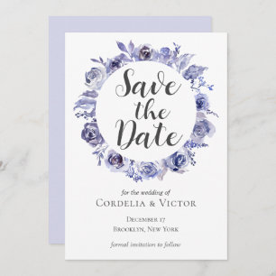 Save The Date Élégant violet Rose Floral Winter Lavender