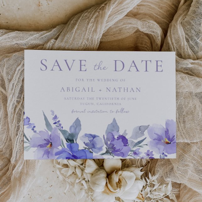 Save The Date Élégant violet violet Mariage d'aquarelle (Créateur téléchargé)