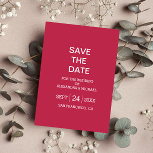 Save The Date Élégant Viva Magenta Script Mariage