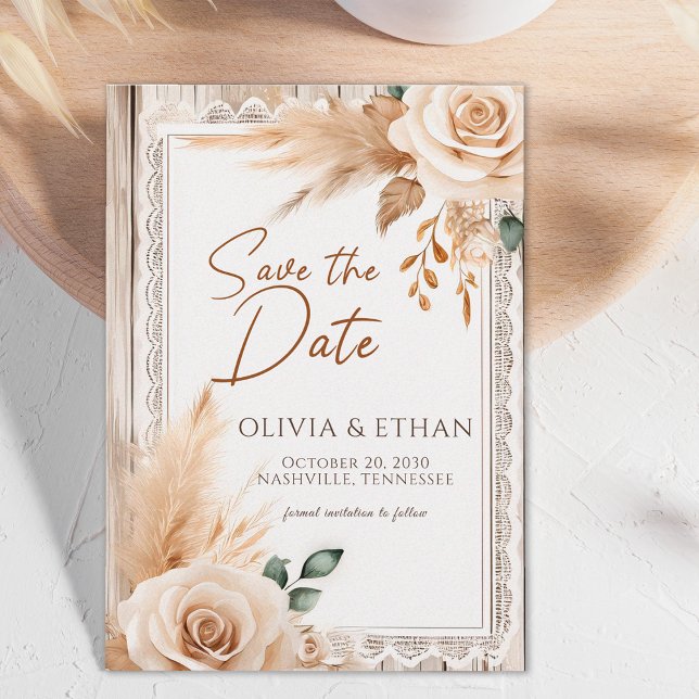 Save The Date Elegant Western Rustic Floral Wedding (Créateur téléchargé)