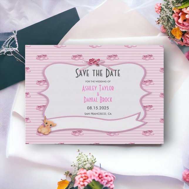 Save The Date Elégant Whimsical Décoratif Rose Mariage moderne (Créateur téléchargé)