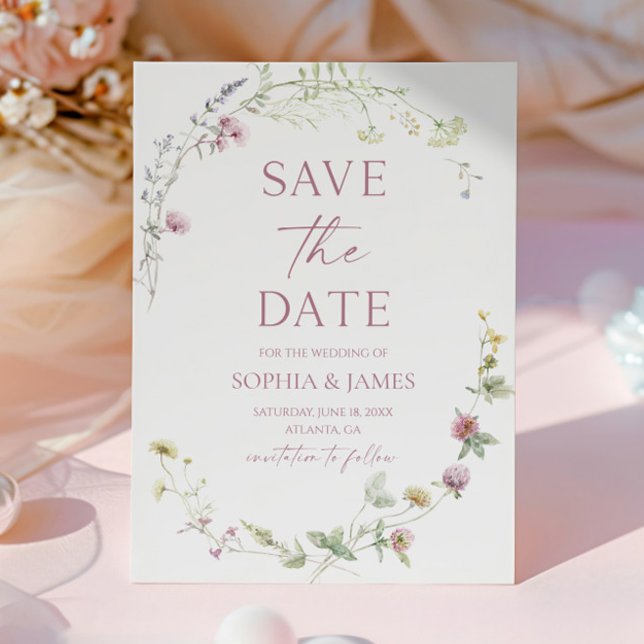 Save The Date Elegant Wildflower Floral Flowers Wedding (Créateur téléchargé)