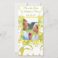 Elegant Yellow & Lime Damask Enregistrer la date