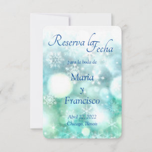 Save The Date Elegante Acuarela Copo de Nieve Reserva la Fecha