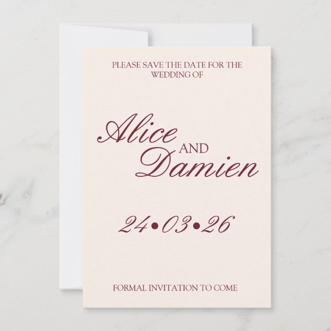 Save The Date Élégante Annonce de Date de Mariage à l'Ancienne (Devant)