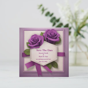 Save The Date Élégante Annonce de Date : Une Affaire de Rose Pou