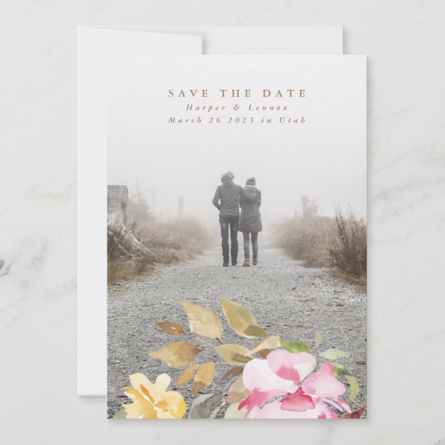 Save The Date Elégante aquarelle Beau Mariage (Devant)