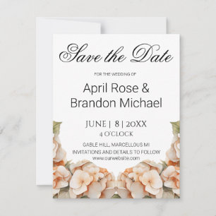 Save The Date Elégante aquarelle blanche vert orange boho