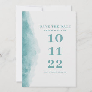Save The Date Elégante aquarelle bleu marine mariage de plage