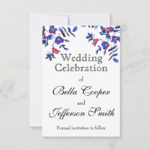 Save The Date Elégante aquarelle bleue florale