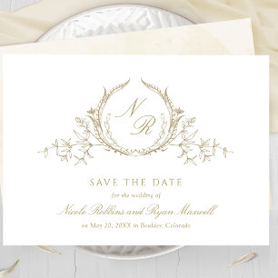 Save The Date Elégante aquarelle Champagne Monogramme calligraph