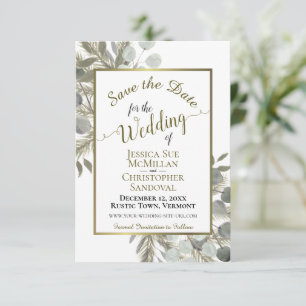 Save The Date Elégante aquarelle Eucalyptus & Mariage de pin