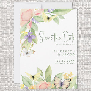 Save The Date Elégante aquarelle Floral Butterfly Garden