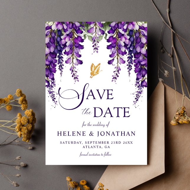 Save The Date Elégante aquarelle Floral Lavande Jardin Mariage (Elegant Watercolor Floral Lavender Garden Wedding Save The Date)