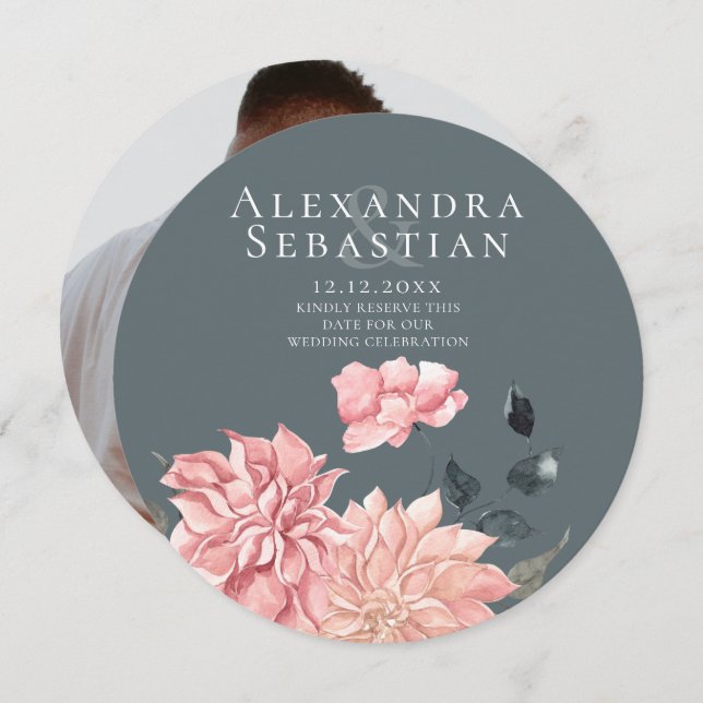 Save The Date Elégante Aquarelle Florale Mariage Enregistrer La  (Devant / Derrière)