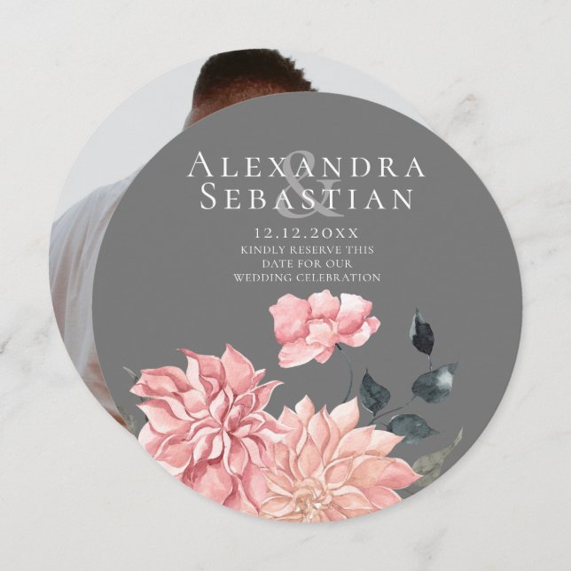 Save The Date Elégante Aquarelle Florale Mariage Enregistrer La  (Devant / Derrière)