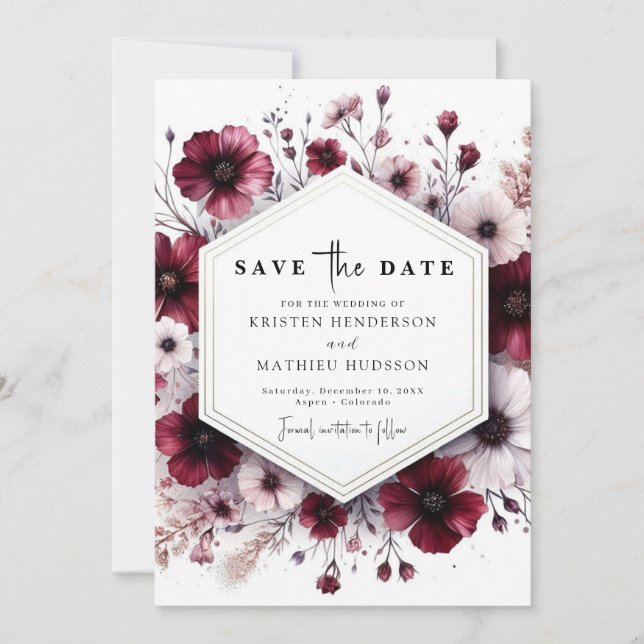 Save The Date Elégante aquarelle Mariage Bourgogne (Devant)