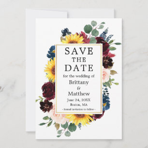 Save The Date Elégante aquarelle Mixte Or Floral