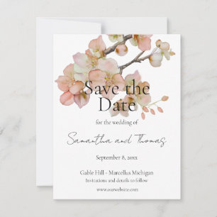 Save The Date Elégante aquarelle rose peachy vert floral