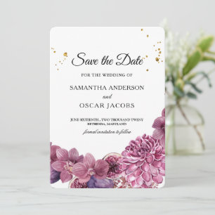 Save The Date Élégante Beauté Aquarelle Orchidées Roses & Violet