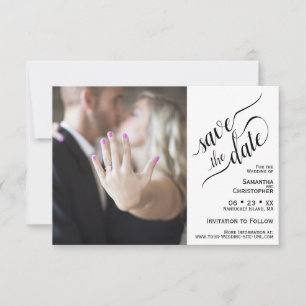 Save The Date Élégante calligraphie blanc 2 Volets Mariage photo