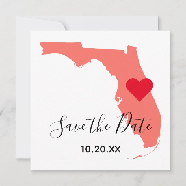 Save The Date Élégante calligraphie corail Floride enregistrer l (Devant)