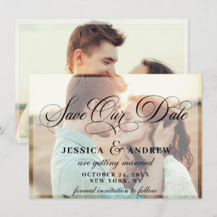 Save The Date Élégante calligraphie Mariage 2 PHOTO Enregistrer