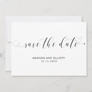 Save The Date Élégante calligraphie Mariage noir et blanc