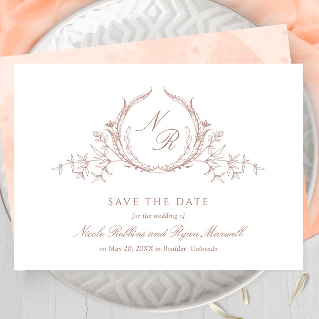 Save The Date Élégante calligraphie Mariage PeachMonogram (Créateur téléchargé)