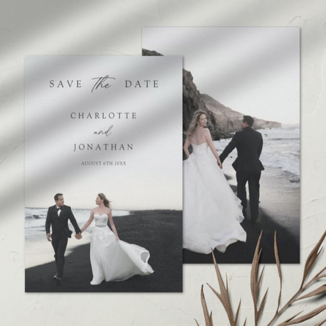 Save The Date Élégante calligraphie moderne 2 Photos Mariage (Créateur téléchargé)