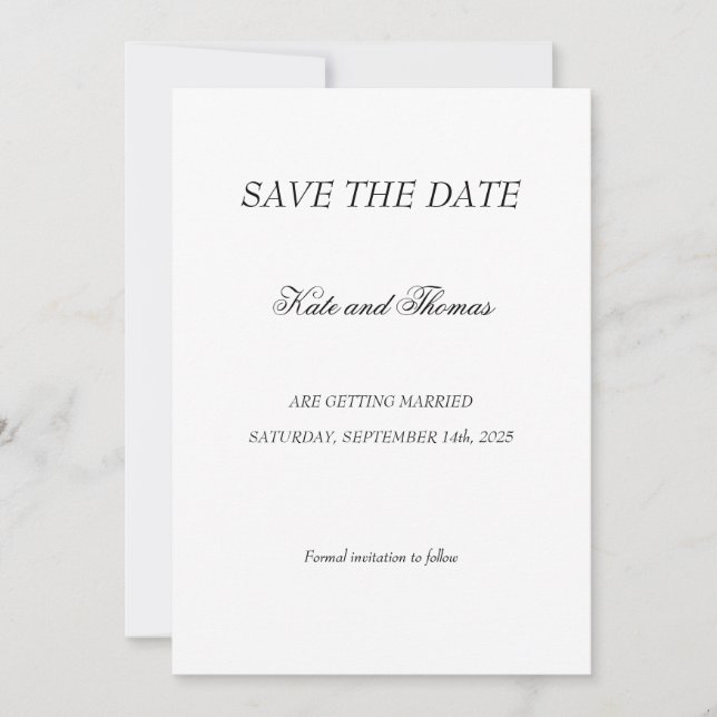 Save The Date Élégante calligraphie moderne minimaliste Mariage  (Devant)