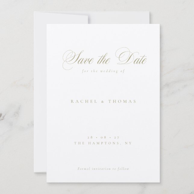 Save The Date Élégante calligraphie Monogramme Mariage d'âge (Devant)