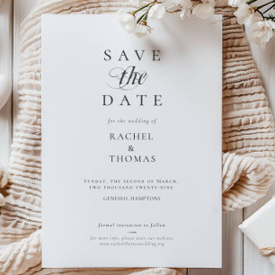 Save The Date Élégante calligraphie Monogramme noir blanc Mariag