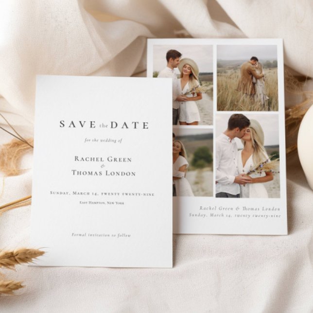 Save The Date Élégante calligraphie noir blanc Photos Mariage (Créateur téléchargé)