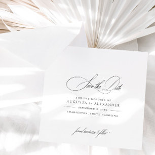 Save The Date Élégante calligraphie noir et blanc