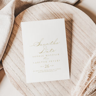 Save The Date Élégante Calligraphie Or Mariage Enregistrer La Da