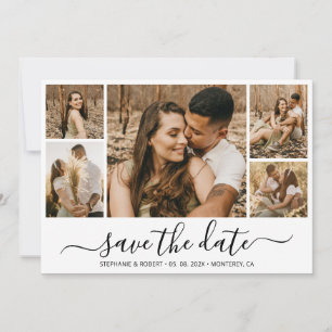 Save The Date Élégante Calligraphie Photo Collage Enregistrer La