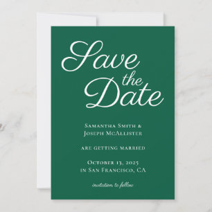 Save The Date Élégante Calligraphie Vert Chasseur