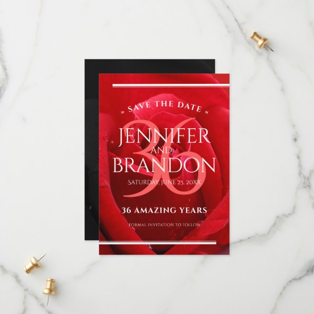 Save The Date Élégante célébration du 36e anniversaire du Mariag (Devant/Arrière en situation)