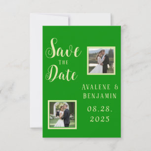 Save The Date Élégante Céleri & Forêt Vert Mariage Photos