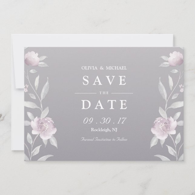 Save The Date Élégante Chinoiserie florale Mariage enregistrer l (Devant)