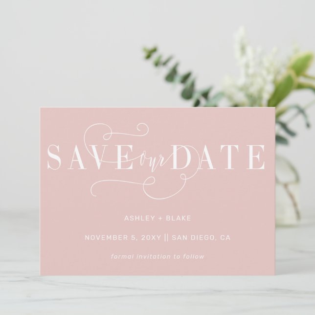 Save The Date Élégante et transparente Calligraphie simple manus (Debout devant)